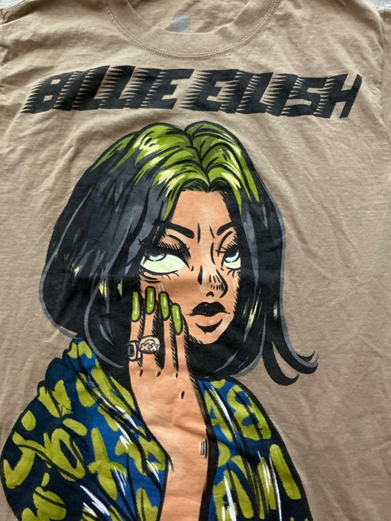 Other - Billie Eilish Graphic Tee in Tan with Green & Black Art